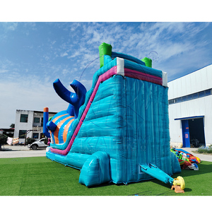 Tobogán acuático inflable azul comercial para patio trasero, con piscina, para alquiler en fiestas. - Product Image 5