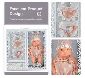 Silicone Reborn Baby 8 Inch Newborn Baby <strong>Doll</strong> With Scarf <strong>Small</strong> Suspenders Reborn Baby <strong>Dolls</strong> for Girl's Gift - Product Image 2