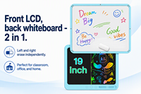 Tablette d'écriture LCD double face de 19 pouces pour enfants, tableau de dessin à l'avant et tableau blanc à l'arrière, écran partagé effaçable pour la maison et l'école