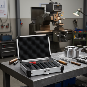Porte-outils pour tour CNC, 7 pièces, 3/8 pouces, plaquettes en carbure revêtues de titane pour le rainurage, le filetage et l'usinage de l'aluminium - Product Image 2