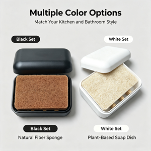 Boîte à <span class=keywords><strong>savon</strong></span> en bambou écologique avec éponge en fibre naturelle, <span class=keywords><strong>porte</strong></span>-<span class=keywords><strong>savon</strong></span> compostable pour la salle de bain, la cuisine et le nettoyage - Product Image 4