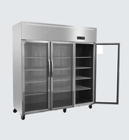Réfrigérateur commercial à trois portes en acier inoxydable à température contrôlée unique avec vitrine