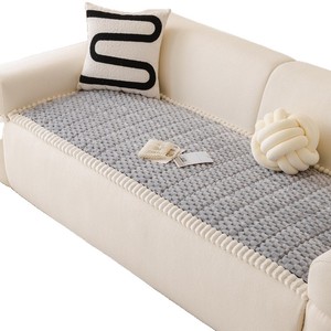 Honeycomb Velvet Sofa Cushion Pad Solid Color Plush Thickened Three Seater Seat Cover Winter Style - Product Image 5