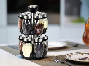 Juego de Frascos Giratorios de Vidrio para Especias, Expandibles, Ecológicos, de Grado Alimenticio, con 3 Tapas, para Almacenamiento de Condimentos en la Cocina - Product Image 4