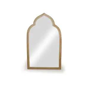 standing mirror semi rectangle with dome shaped decor mirror rattan cane framed and rattan skin on weaving shorter version