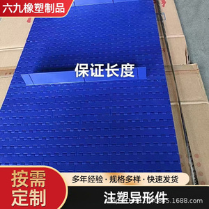 Bande transporteuse modulaire en plastique pour machines de traitement du plastique, type plaque, sur mesure, couleur bleue - Product Image 3