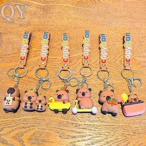 QY Cute Capybara Keychain 3D PVC Cartoon Animal <b>Key</b> <b>Ring</b> Bag Charm <b>Car</b> <b>Key</b> Accessory Gift for Kids and Collectors - Product Image 6