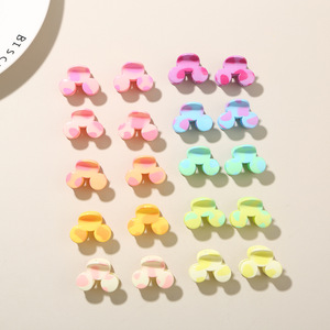 컬러풀 하트 2.5cm 미니 헤어핀 스윗 플라스틱 작은 사이즈 플라워 프랜지파니 헤어 클로 클립 사각 헤어핀 헤어 악세사리 - Product Image 4