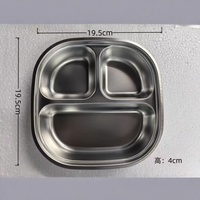 Assiette compartimentée en acier inoxydable 304 de qualité alimentaire, 2/3/5 compartiments, pour enfants, école et cantine (vente en gros)