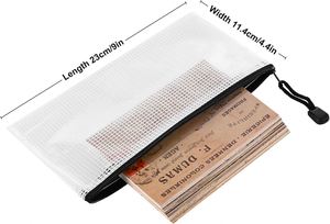Black A6 Transparent PVC Mesh Bags with Zipper Plastic <b>File</b> <b>Folders</b> Portable Document Bag for Pencil Storage Student Use - Product Image 3