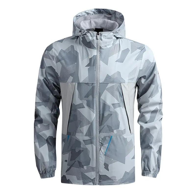 2022 new men's Spring and Autumn mountaineering Light casual quick dry windbreaker outdoor sports hooded jacket