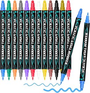 Juego de rotuladores acrílicos de doble cabezal con logotipo personalizado Juego de rotuladores de pintura acrílica con punta de punto a prueba de agua Marcador de color permanente - Product Image 3