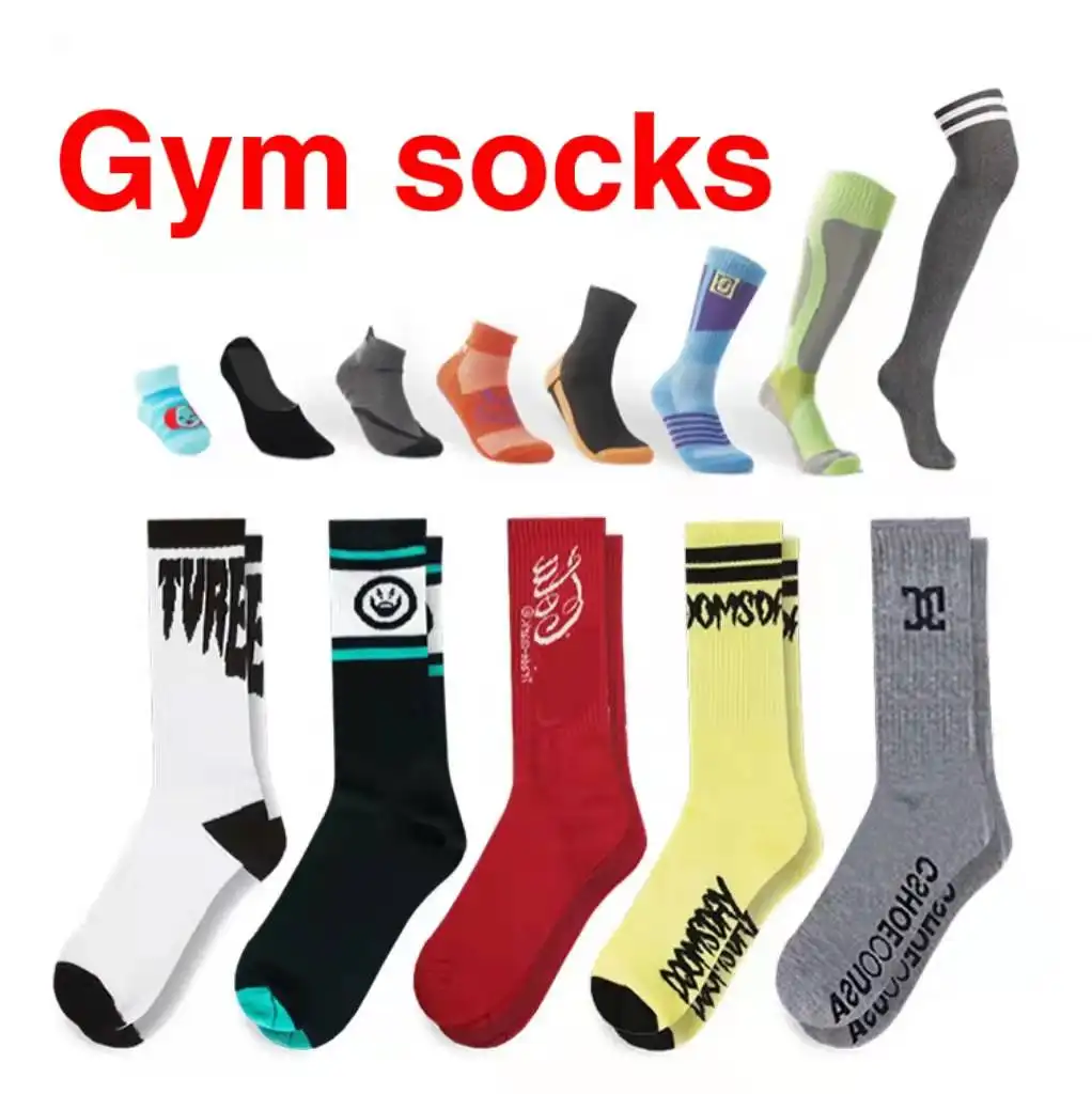 Wholesale can custom logo OEM Unisex low MOQ men and women outdoor running crew Medium tube sports casual cotton gym socks