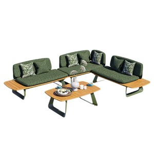 Conjunto de sofás de jardín para exteriores con estructura de aluminio, diseño contemporáneo impermeable para patio, terraza de piscina, 6 plazas - Product Image 1