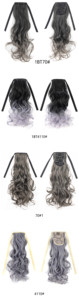 Productos de Belleza, Cola de Caballo Sintética de Alta Temperatura en Color Gris Ceniza Ombre, Lisa/Rizada, Cola de Caballo Postiza para Atar - Product Image 2
