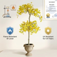 Plantes et arbres artificiels de Ginkgo jaunes, feuilles dorées en forme d'éventail, réalistes, pour la décoration intérieure et extérieure du jardin, lavables et durables