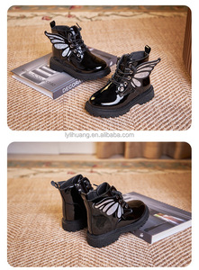 Nuovi stivali alla moda per bambini stivali in pelle con ali di farfalla da ragazza stivali alti - Product Image 6