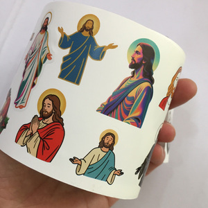480 Pegatinas por Rollo para Álbumes de Recortes, Pegatinas Católicas de Jesús y la Virgen María, Rollo de Pegatinas Impermeables para Botellas, Teléfonos, Cuadernos, Regalos Promocionales - Product Image 5