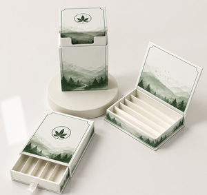 Boîte <span class=keywords><strong>à</strong></span> tiroir en carton ondulé personnalisée OEM, recyclable, pour 5 paquets de cigarettes CR, <span class=keywords><strong>étui</strong></span> d'emballage pour cônes pré-roulés infusés de fleurs - Product Image 1