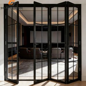 Porte pliante en aluminium de style français GS pour intérieur, simple vitrage avec moustiquaire en acier inoxydable - Product Image 1