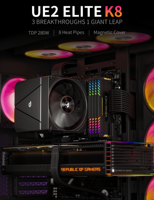 upHere UE2 Elite CPU Air Cooler Non-RGB 8 Heat Pipes Dual Tower 120mm PWM Quiet Fan for Intel LGA 1700 1851 AMD AM5 AM4