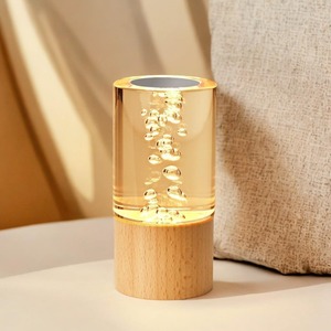 Lampe de nuit à bulles LED, lampe de nuit en cristal acrylique avec base en bois, luminosité réglable, lampe de table pour salle de lecture et chambre à coucher - Product Image 2