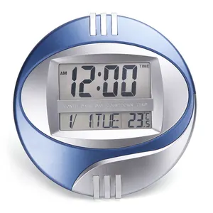 KH-CL100 LCD Digital Time Temperature Calendar Display Nordic Style Plastic Cheap Wall Clock with Snooze Alarm Function