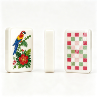 Élégant ensemble de mahjong américain en acrylique hautement transparent, tuiles de mahjong à thème paysage tropical, collection de mahjong pour les amateurs et les collectionneurs