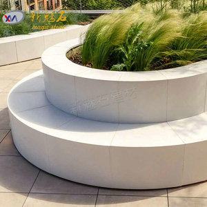 Nuevos Materiales de Construcción de Piedra, Banco de Hormigón GRC para Árboles, Maceta para Exteriores, Blanco Gris, Personalizable, Impermeable, Duradero - Product Image 2