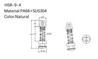 Rivets à ressort pour dissipateur de chaleur HSR-9-4, Nylon 66, fixation par enfuitement, rivets pour dissipateur de chaleur en nylon avec ressort en acier pour montage sur circuit imprimé