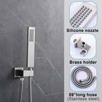 Système de douche à effet pluie de 12 pouces, ensemble de pommeau de douche à 3 fonctions avec robinet de douche et valve rugueuse pour salle de bain
