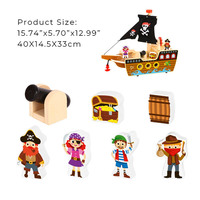 Juguete Educativo Ecológico de Madera, Barco Pirata