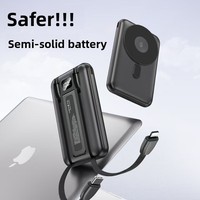 Power Bank Nirkabel Magnetik Pengisian Cepat Semi-Solid 10000 MAh dengan Kabel Ganda Terpasang Sumber Daya Portabel Aman Anti-Ledakan