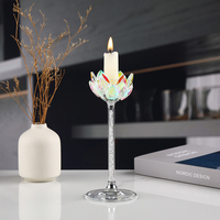 Ensemble de 3 bougeoirs en verre cristal Lotus transfrontalier, écologiques, romantiques, pour dîner de mariage, petits candélabres