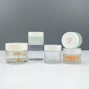 Silk Screening Cosmetic <b>Containers</b> Skin Care Face Cream 100g <b>clear</b> Frosted Glass Jar with Matte Silver Cap - Product Image 4