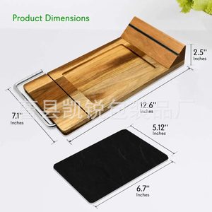 Acacia Wood Cutting Board 12.6 x 7.1 Inches With Cheese <b>Knife</b> And <b>Bread</b> Cutter For Home Use - Product Image 1
