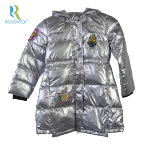 Niños niños niñas invierno china Pato <span class=keywords><strong>con</strong></span> capucha larga plata tejido impermeable chaquetas - Product Image 1