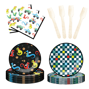 Juego de Vajilla Infantil DAMAI con Temática de Parque de Dinosaurios, Platos, Vasos y Servilletas de Papel para Fiestas de Cumpleaños Infantiles - Product Image 4