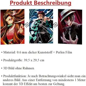 Harga pabrik Demon Slayer Kamado Tanjirou desainer 3D Manga Anime Flip Poster hadiah terbaik untuk anak-anak gaya Japandi PET dibuat