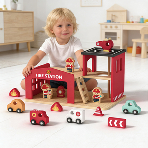 Set Giocattolo Stazione dei <span class=keywords><strong>Pompieri</strong></span> in Legno, Gioco di Ruolo per Bambini, Giocattolo per Giocare a Essere <span class=keywords><strong>Pompieri</strong></span> - Product Image 2