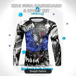 Ensemble de vêtements de sport pour enfants de 3 à 12 <span class=keywords><strong>ans</strong></span>, Rashguard MMA, T-shirt Jiu Jitsu, pantalon, <span class=keywords><strong>short</strong></span> pour <span class=keywords><strong>garçon</strong></span>, séchage rapide, Spandex/Nylon - Product Image 3