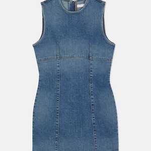 2025 Summer Sleeveless Dresses Acid Wash <b>Tight</b> Sexy Casual Slim Waist Round Neck Denim Dress - Product Image 5