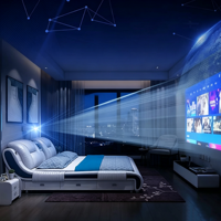 Modernes PU-Lederbett mit Projektionsfunktion, Stauraum-Schubladen und weicher Polsterung für das Hauptschlafzimmer