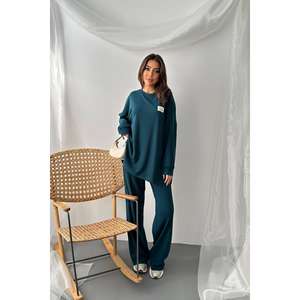 ชุดเสื้อสเวตเตอร์และกางเกงผ้าลูกฟูกคลาสสิกสำหรับผู้หญิง ขายส่ง ชุดเสื้อสเวตเตอร์และกางเกงผ้าลูกฟูกคลาสสิกสีน้ำมัน - Product Image 5