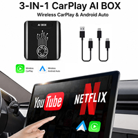 Adaptateur USB sans fil 2 en 1 CarPlay Android Auto, boîte de streaming vidéo pour voiture, pour YouTube, Netflix, Hulu, 2 Go, 16 Go
