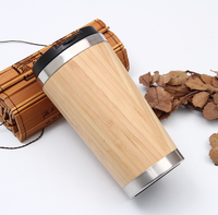 Tasse à café isotherme en acier inoxydable 450 ml en bambou respectueux de l'environnement / Bouteille isotherme avec logo personnalisé