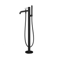 Robinet de baignoire de salle de bain noir mat avec douche à main Robinets de dosage montés sur le pont à un trou Robinets mitigeurs sur pied