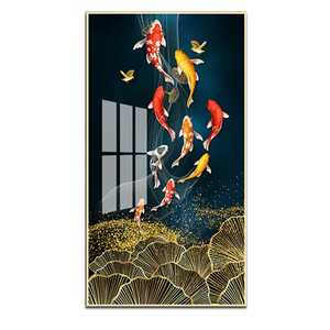 Arte Murale Moderna per Arredamento Casa, Stampa Digitale HD su Tela <span class=keywords><strong>di</strong></span> <span class=keywords><strong>Pesci</strong></span> Koi, Dipinto <span class=keywords><strong>di</strong></span> Lusso su Vetro Cristallo e Porcellana - Product Image 4