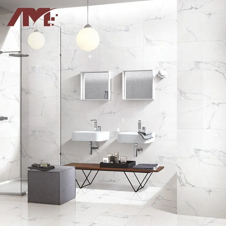 Banheiro branco cerâmica homogênea polido porcelana vitrificada telha da parede