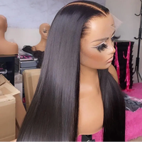 Wig Rambut Asli Peru Tanpa Proses Kimia dengan Lace Front untuk Wanita Kulit Hitam, Wig Hairline Lagos, Wig Rambut Asli Virgin dengan Hd Lace Frontal dari Vendor